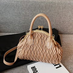 Handbag Vintage Small Tote Pleated Shoulder Bag Clutch Purses Crossbody