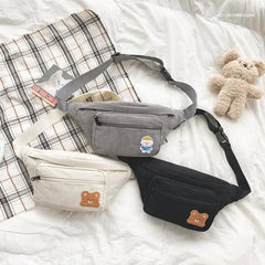 Kid Girl Bear Waist Chest Bag Zipper Shopping Sport Tourism