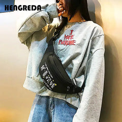 Women's Fanny Pack 3-Zipper Waist Bag Hip-hop Men Chest Bag Travel Sling Pocket