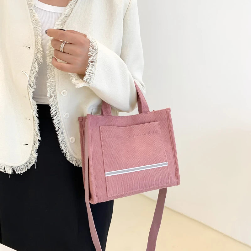Corduroy Handbag Women Shoulder Crossbody Bags Casual Tote Ladies Messenger Bags