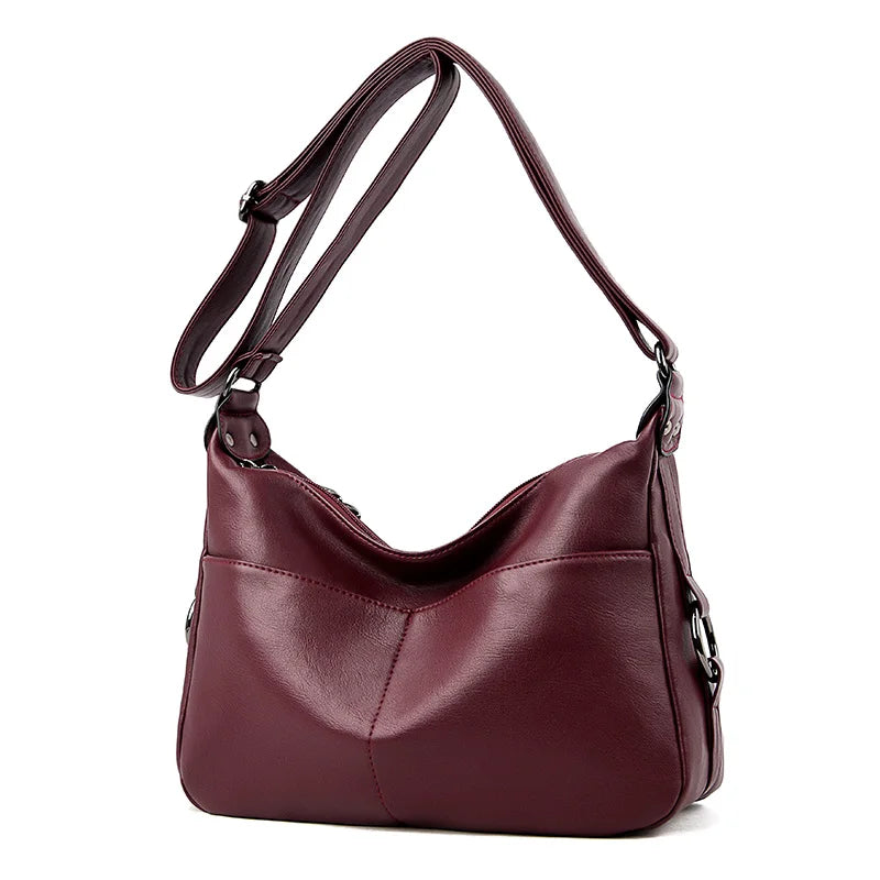 Soft Washed Pu Leather Women Messenger Bag Crossbody Shoulder Handbags