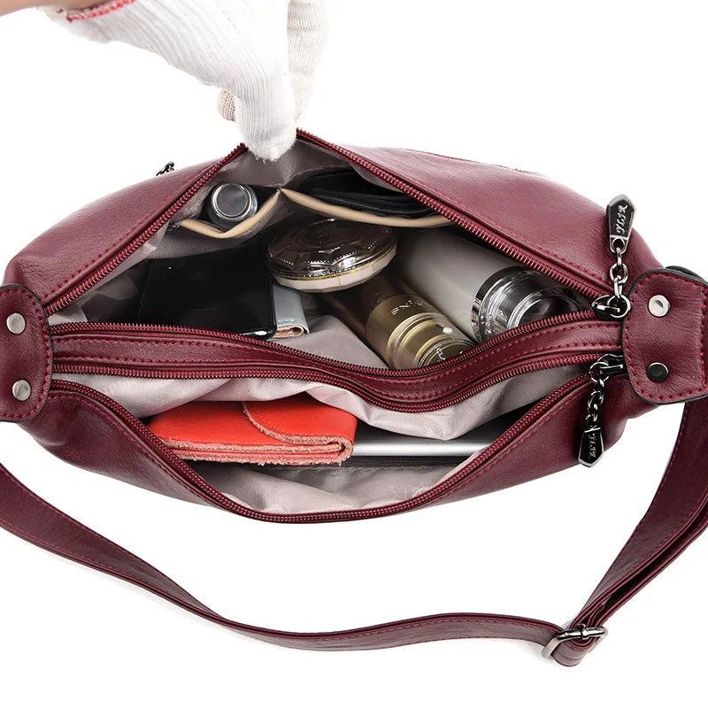 Soft Washed Pu Leather Women Messenger Bag Crossbody Shoulder Handbags