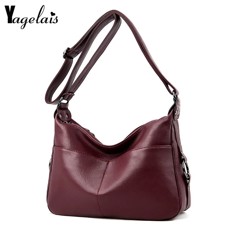 Soft Washed Pu Leather Women Messenger Bag Crossbody Shoulder Handbags