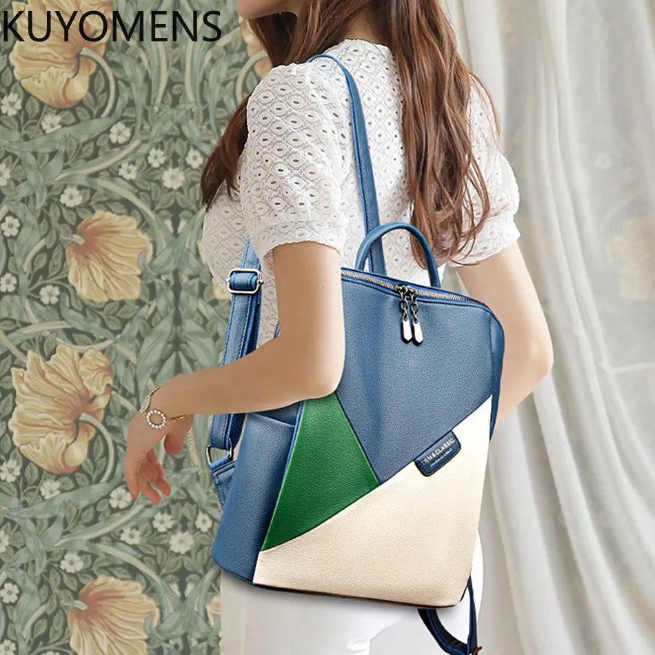 Leather Women's Backpack School Bag Girls Travel Rucksack