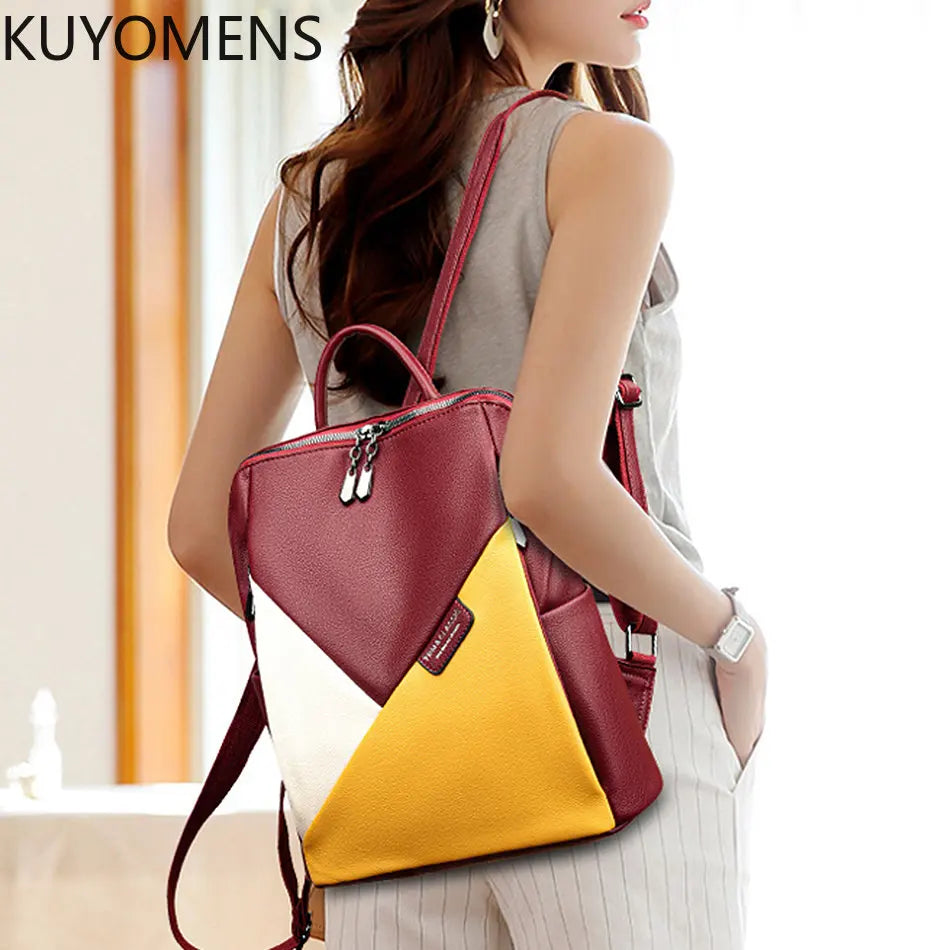 Leather Women's Backpack School Bag Girls Travel Rucksack