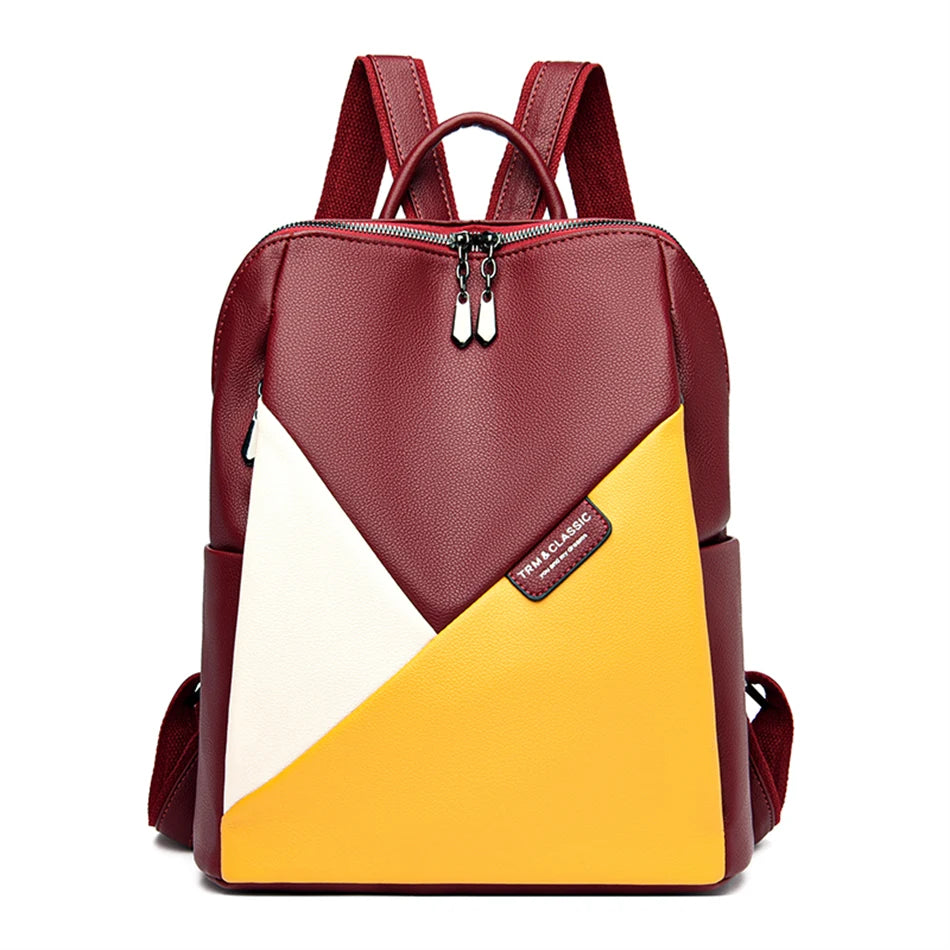 Leather Women's Backpack School Bag Girls Travel Rucksack