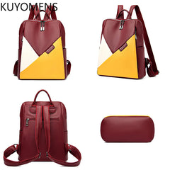 Leather Women's Backpack School Bag Girls Travel Rucksack