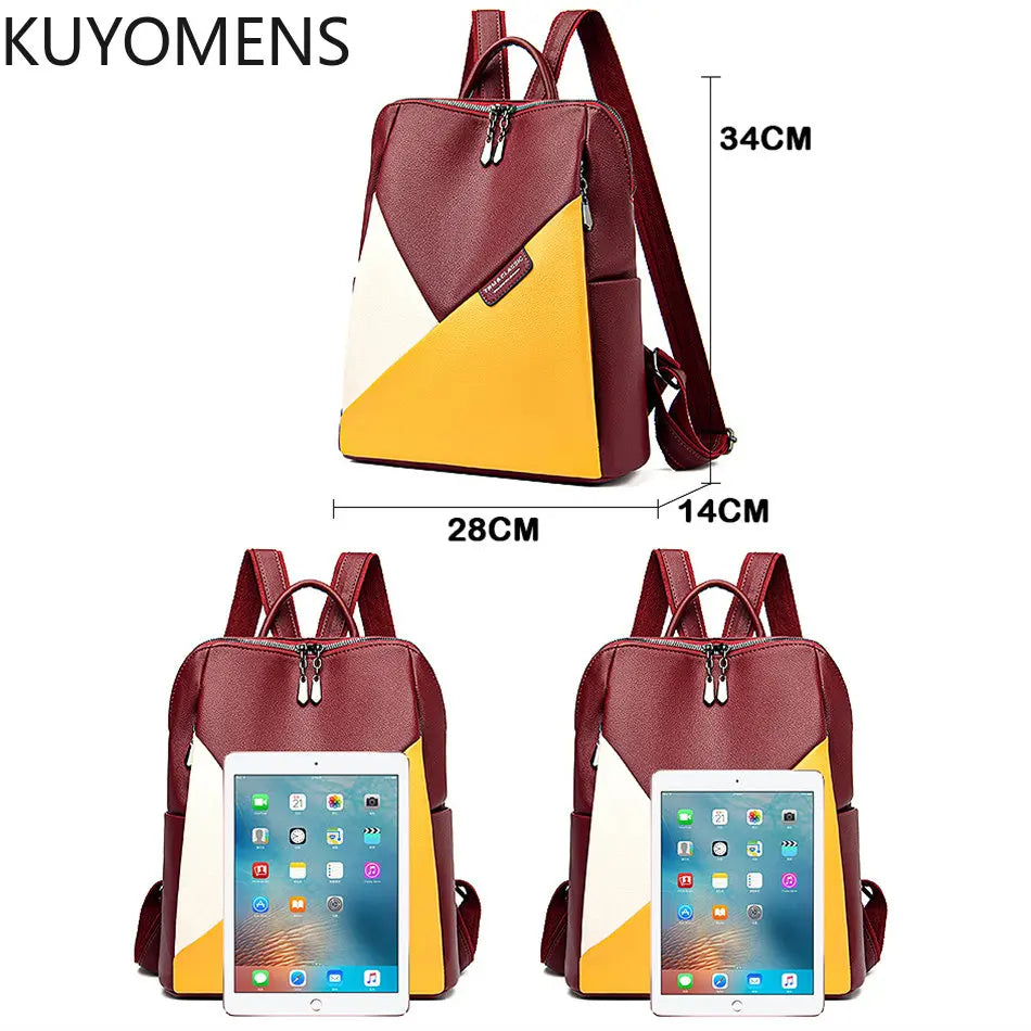 Leather Women's Backpack School Bag Girls Travel Rucksack