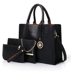 3PCS Women's Bag Set PU Leather Handbag Messenger Bag Shoulder Wallet Bags