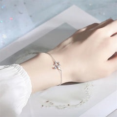 925 Silver Crystal Star Charm Bracelet Bangle Women Wedding Party Jewelry