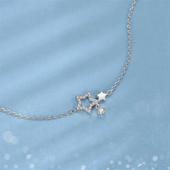 925 Silver Crystal Star Charm Bracelet Bangle Women Wedding Party Jewelry