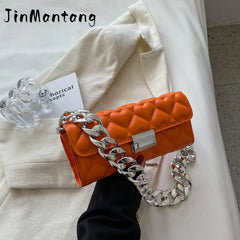 Acrylic Thick Chain Shoulder Bag Love Heart Pattern Handbags