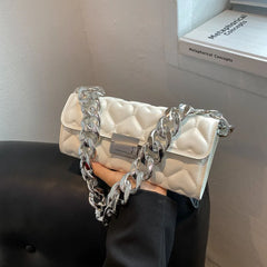 Acrylic Thick Chain Shoulder Bag Love Heart Pattern Handbags