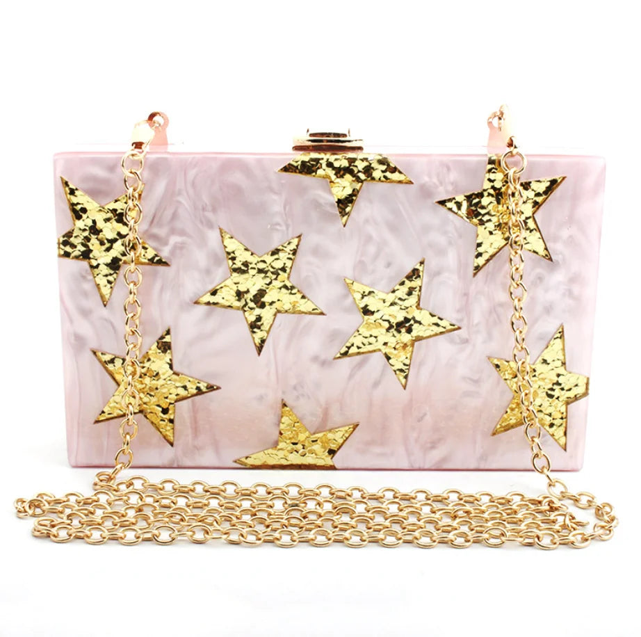 Sequin Striped Chain Evening Clutch Bag Wedding Purse