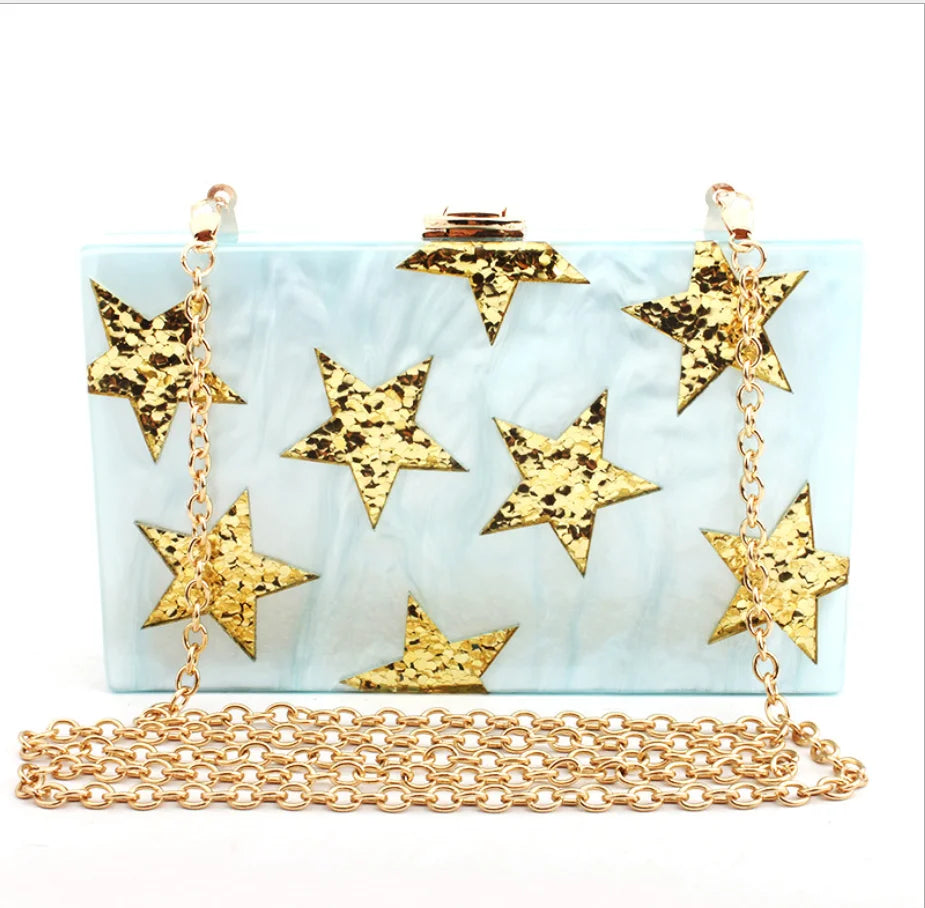 Sequin Striped Chain Evening Clutch Bag Wedding Purse