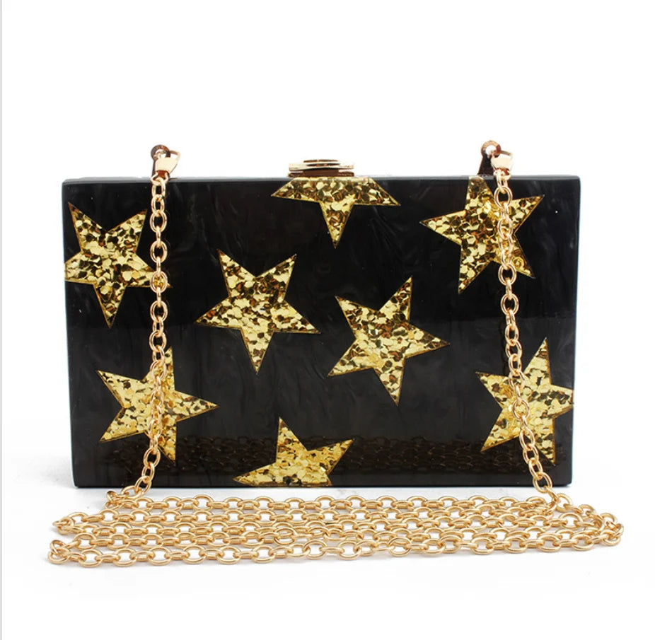 Sequin Striped Chain Evening Clutch Bag Wedding Purse