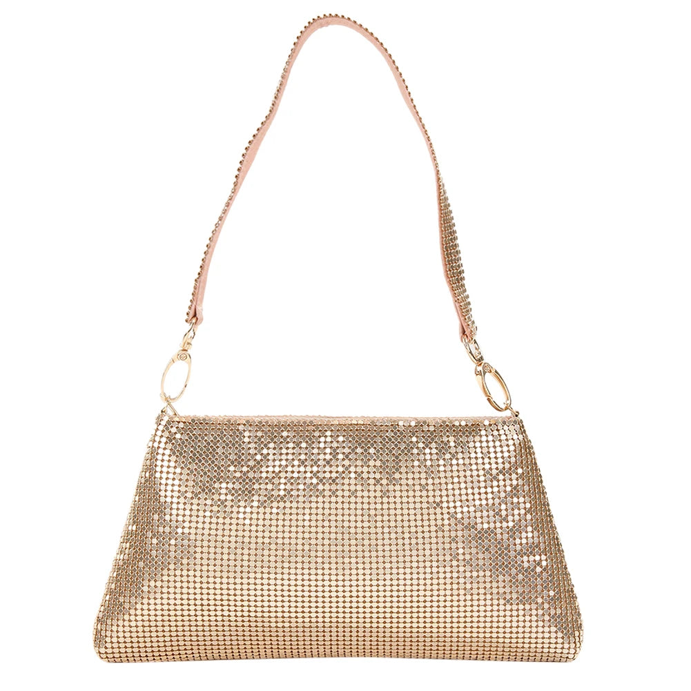 Aluminium Rhinestones Pattern Evening Clutch Bag