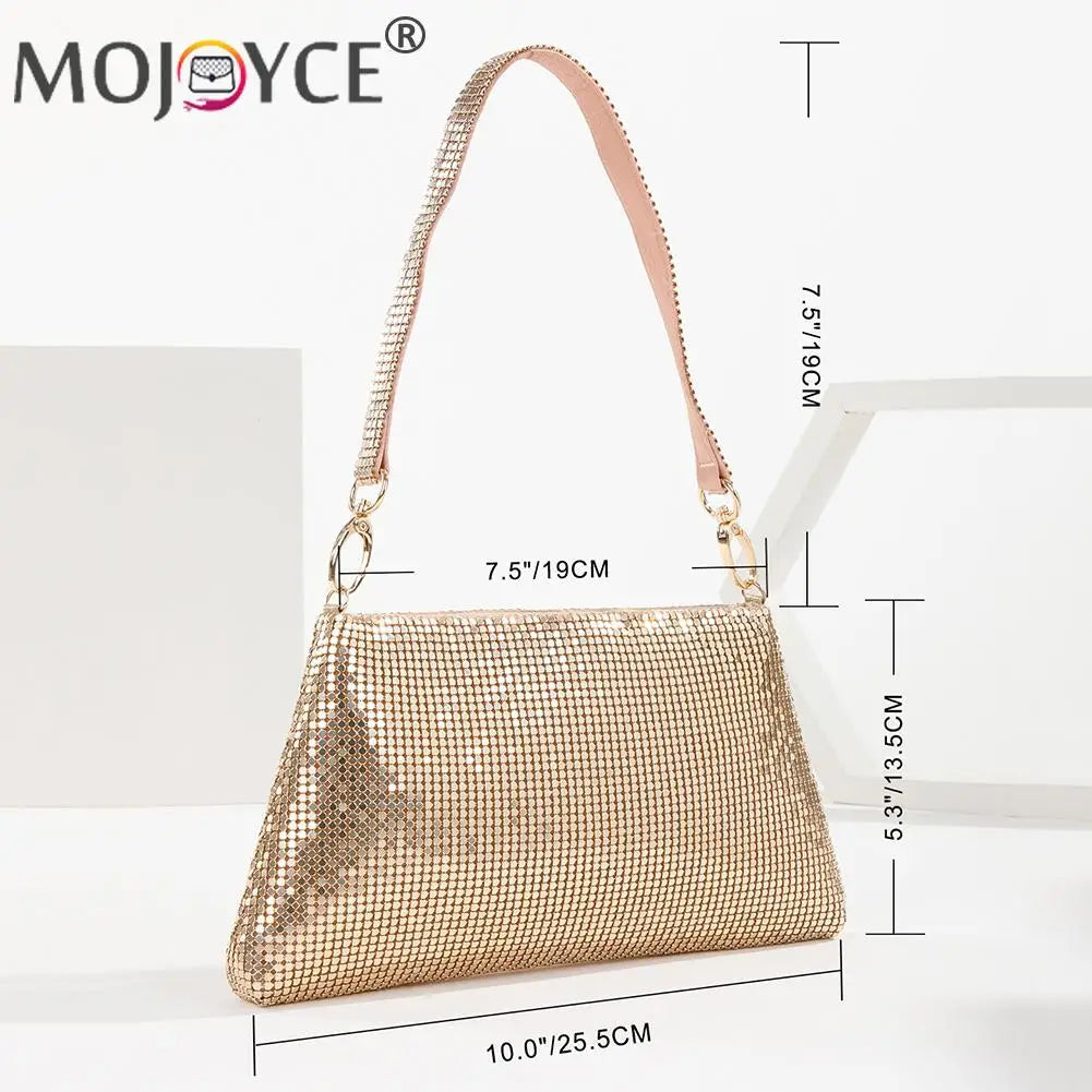Aluminium Rhinestones Pattern Evening Clutch Bag