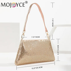 Aluminium Rhinestones Pattern Evening Clutch Bag