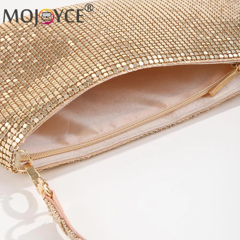 Aluminium Rhinestones Pattern Evening Clutch Bag