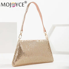 Aluminium Rhinestones Pattern Evening Clutch Bag