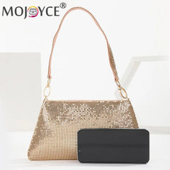 Aluminium Rhinestones Pattern Evening Clutch Bag