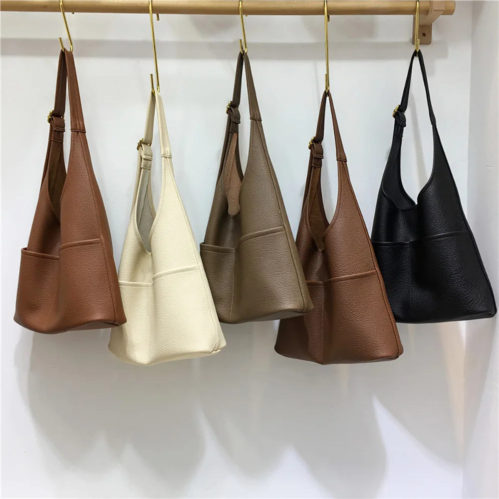 Soft Pu Leather Shoulder Bag Large Capacity Tote Composite Bags