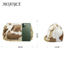Retro Women Plush Street Chain Shoulder Bag Totes