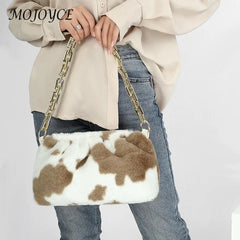 Retro Women Plush Street Chain Shoulder Bag Totes
