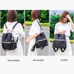 Anti-Theft Large Backpack Bag Women Oxford Cloth Contrast