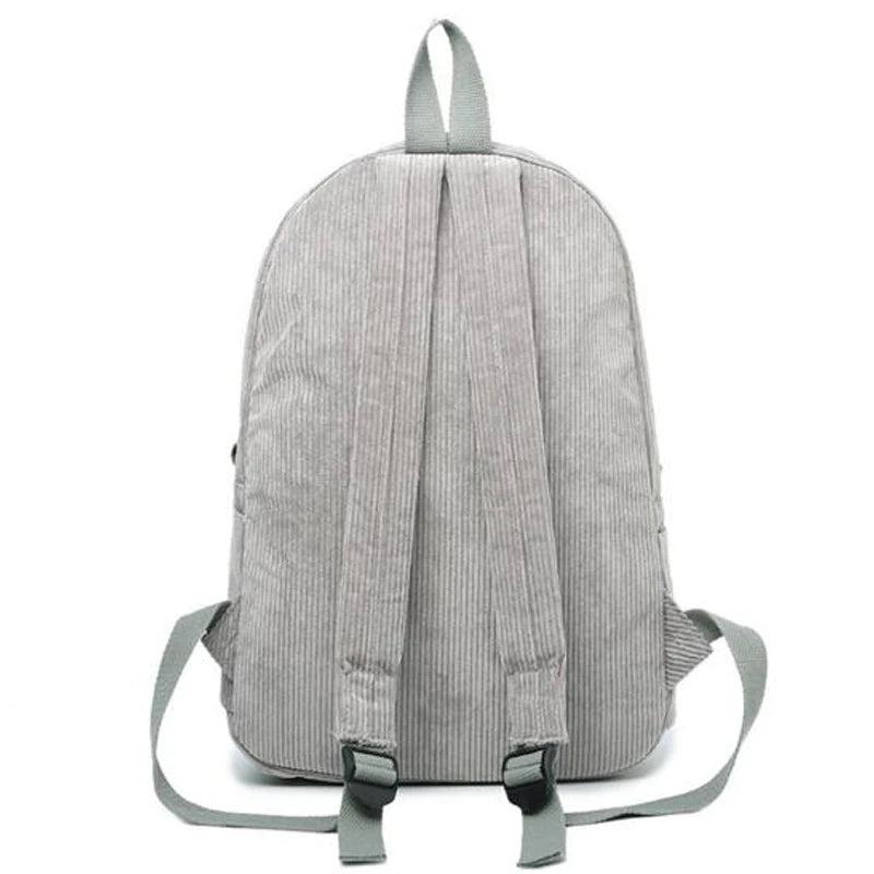Striped Corduroy Women Backpack for Teenager Girls School