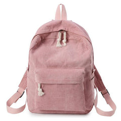 Striped Corduroy Women Backpack for Teenager Girls School