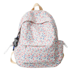 Floral Printed Bookbag Student Rucksack Nylon Daypack for Girls