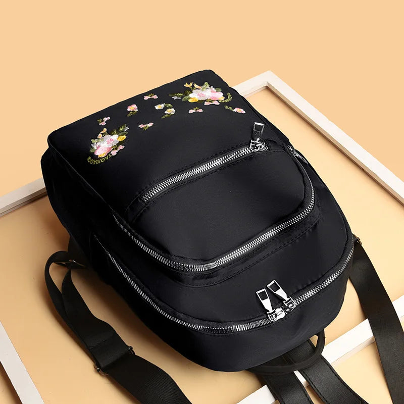 Waterproof Oxford Embroidery Travel Bag Daily Lady Pack Shopping Handbag