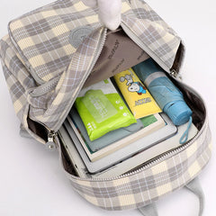 Plaid Waterproof Backpack for Women School Bags Female