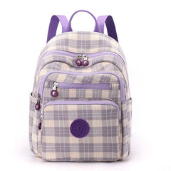 Plaid Waterproof Backpack for Women School Bags Female