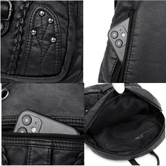 Soft Leather Backpack Female High Travel School Backpack for Girls