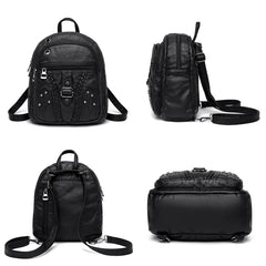Soft Leather Backpack Female High Travel School Backpack for Girls