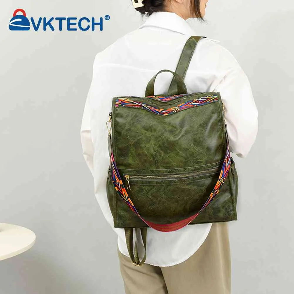 Retro PU Leather College Shoulder School Backpack Large Capacity