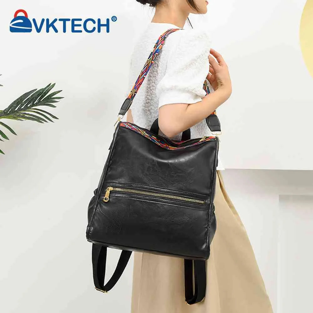 Retro PU Leather College Shoulder School Backpack Large Capacity
