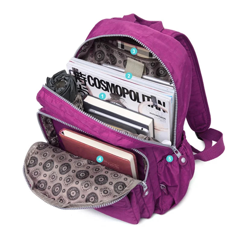 Waterproof Nylon Backpacks Women Laptop Bagpack Unisex School Backpack