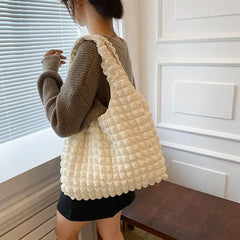 Rhombus Shoulder Bag for Women Soft Reusable Totes