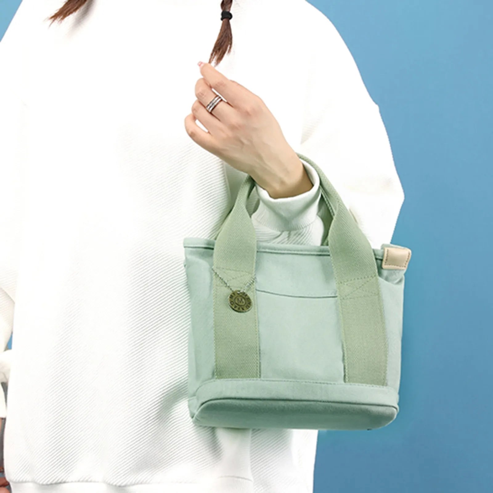 Canvas Shoulder Bag Large Beach Tote Fuzzy Kids Unisex Portable