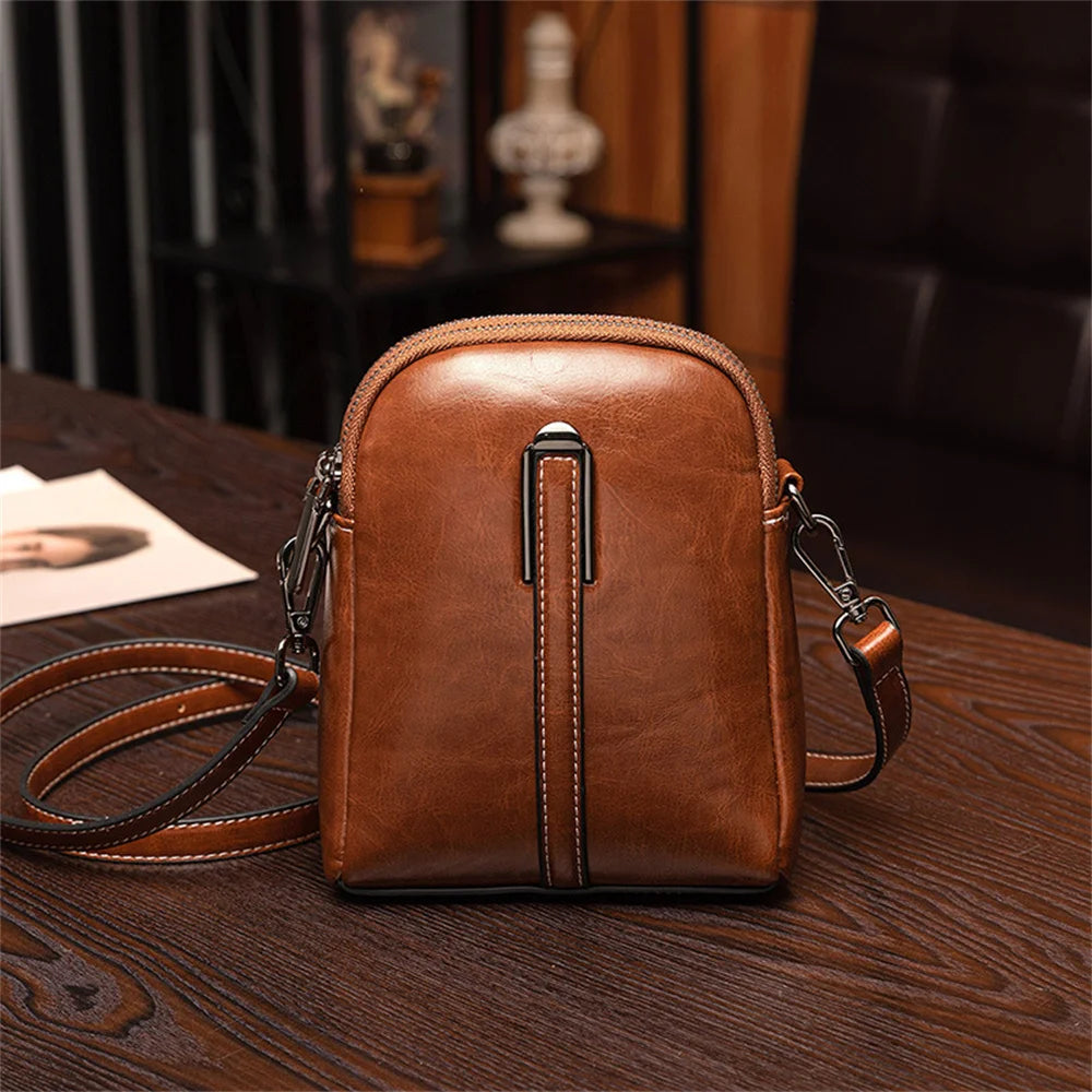 Retro Women's Purse Phone Pouch Leather Shoulder Bag