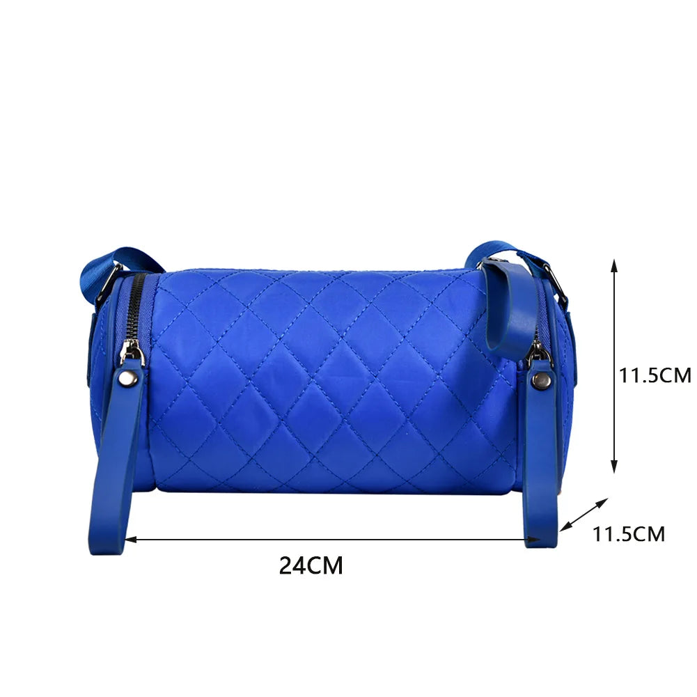 Women's Diamond Lattice Leather Cylinder Pillow Bag