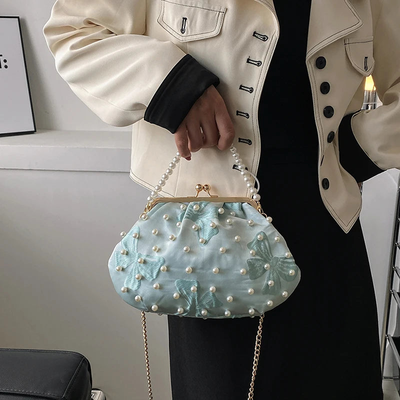 Beaded Frame Evening Clutch Bag Women's Handbag Small Tote