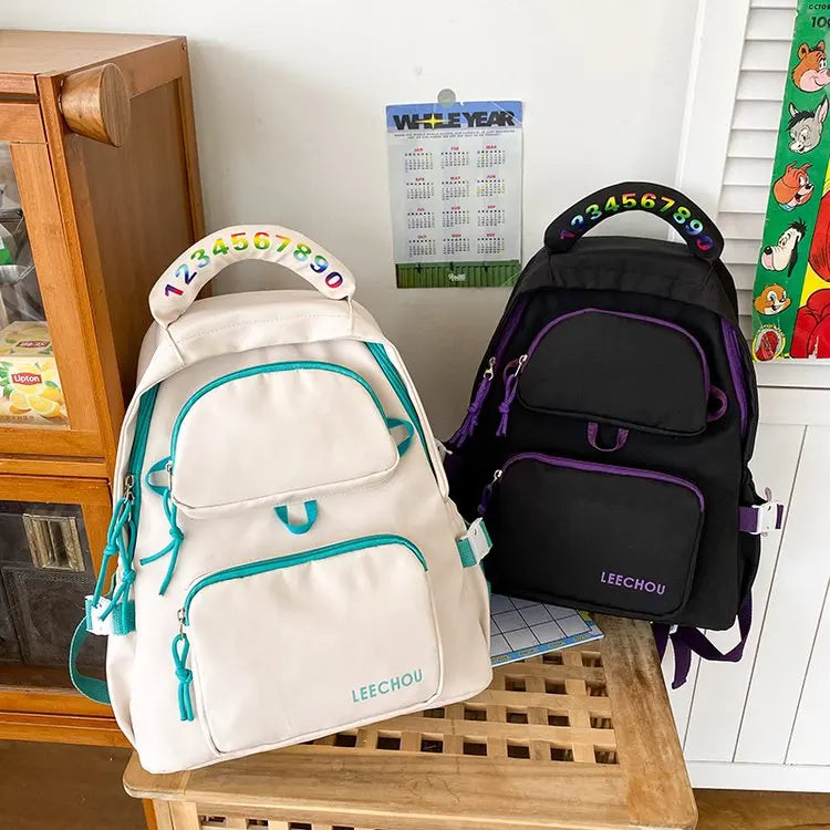 Big Student Backpack Badge Rucksack Girls School Bag High Capacity Women Backpac