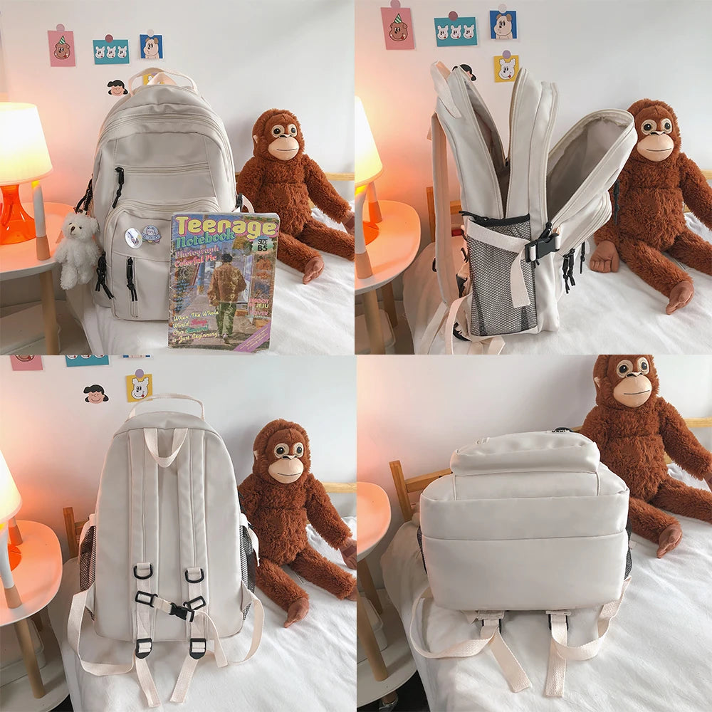 Big Student Backpack Badge Rucksack Girls School Bag High Capac...