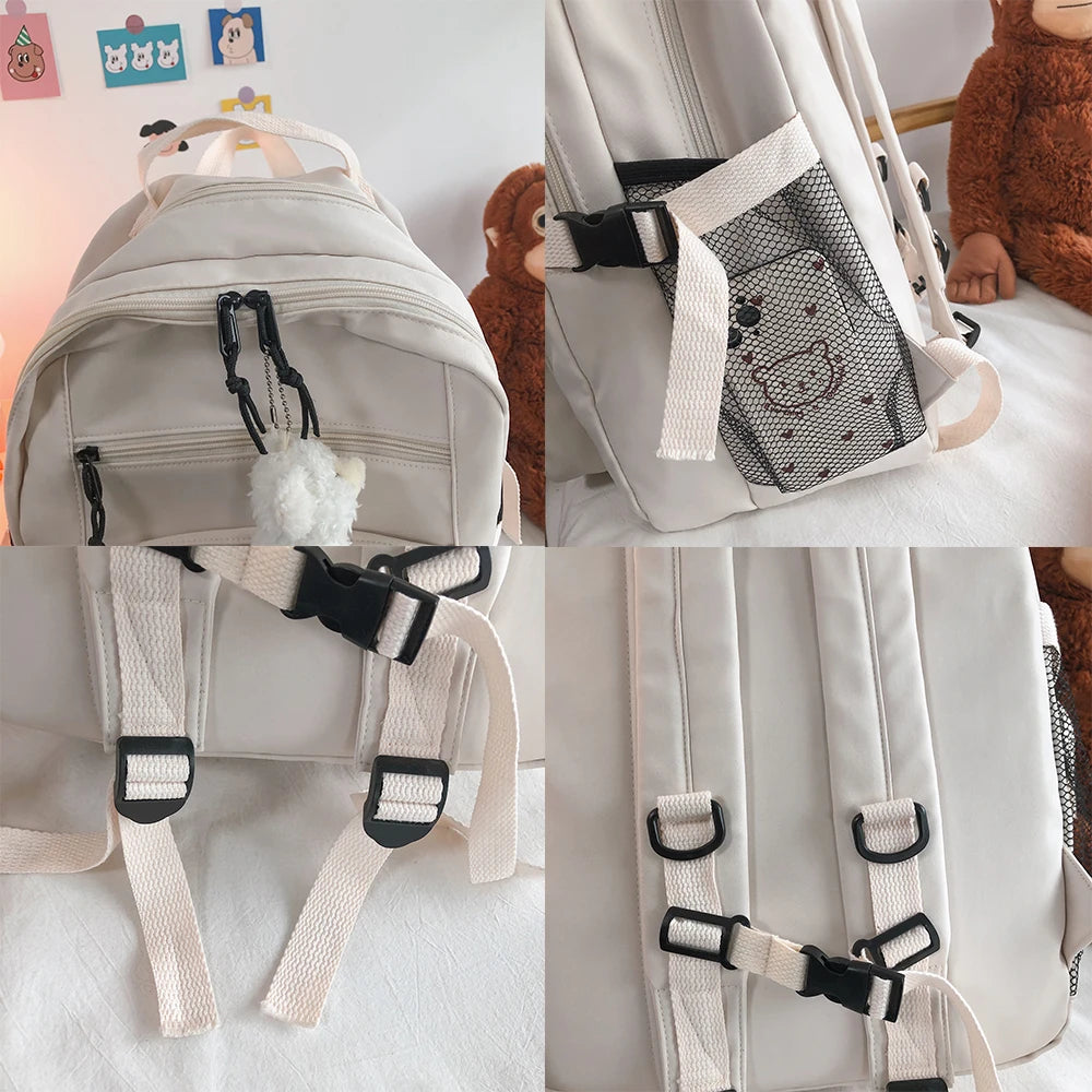 Big Student Backpack Badge Rucksack Girls School Bag High Capac...