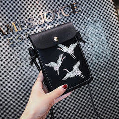 Bird Embroidery Mini Crossbody Bag for Women Girls